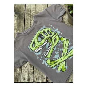 Rude Boyz Shirt Neon Dinosaur Bones Grey Sz M Youth
